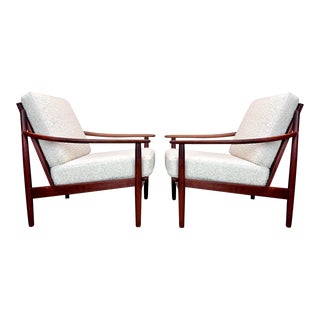 Mid Century Danish Modern Teak Lounge Chairs Attributed to Arne Vodder For Sale