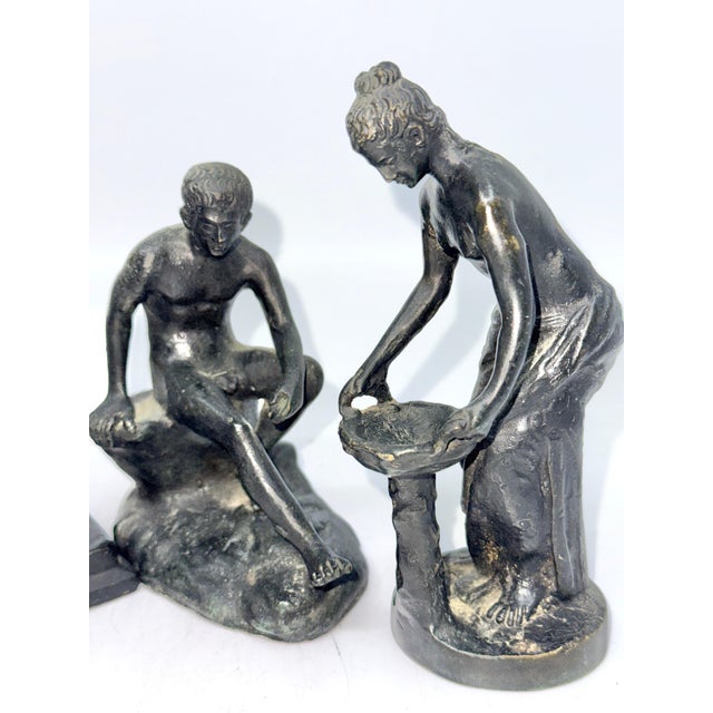 1900s 4 Grand Tour Neo Classical Bronze Miniatures incl Dancing Faun, Seated Hermes For Sale - Image 12 of 18