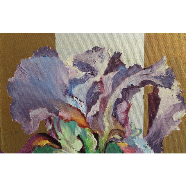 Juris Jurjans, Purple Irises, 1998, Oil on Canvas For Sale - Image 4 of 10