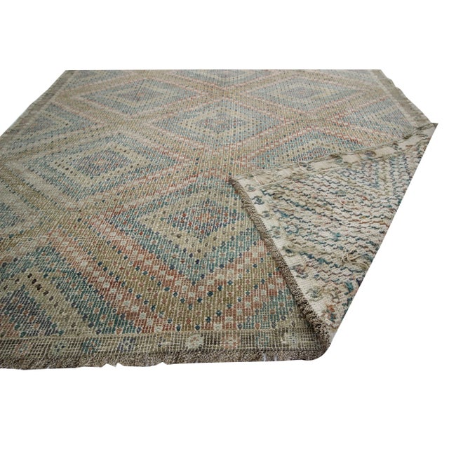 Mid 20th Century 1960s Vintage Cotton Embroidered Kilim Rug- 6′2″ × 8′9″ For Sale - Image 5 of 7