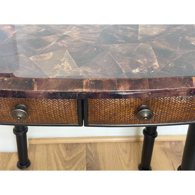 1970s Vintage Maitland Smith Tasselated Horn Table With Drawers For Sale - Image 5 of 7