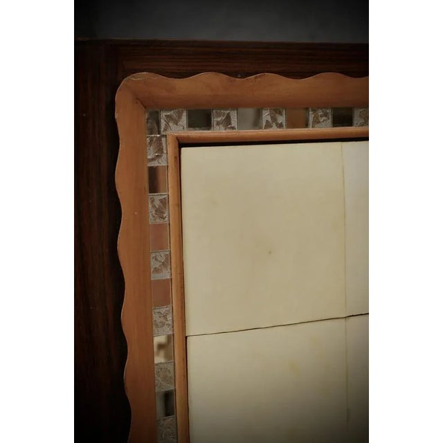 Italian Art Deco Walnut, Goat Skin and Brass Chest of Drawers, 1950 For Sale - Image 4 of 9