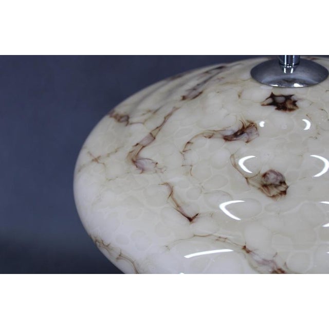 1930s Czechoslovak Art Deco Chrome and Marbled Glass Table Lamp, 1930s For Sale - Image 5 of 14