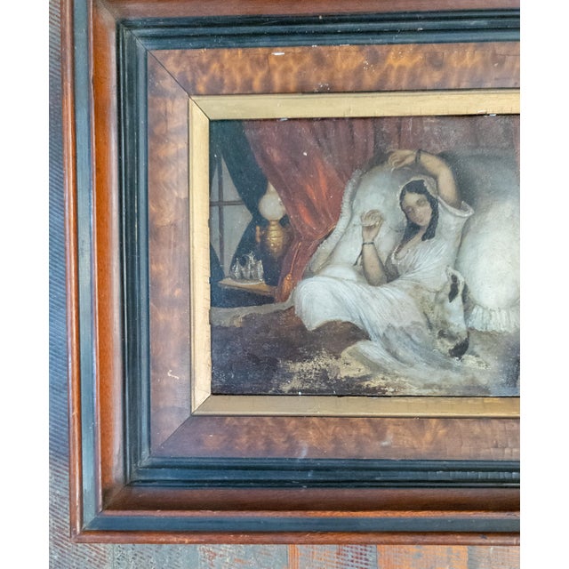 19th Century French or Continental Interior Genre Scene of a Lady With Dog, Oil on Tin For Sale In New York - Image 6 of 15