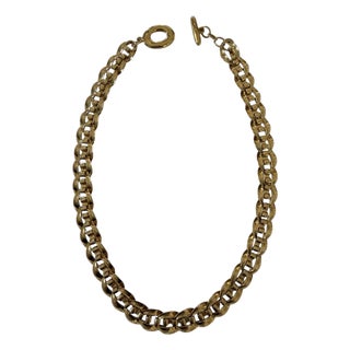 Vintage Signed Monet Gold Chain Necklace For Sale