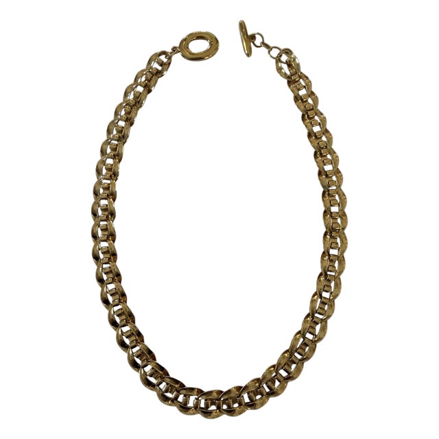 Vintage Signed Monet Gold Chain Necklace For Sale
