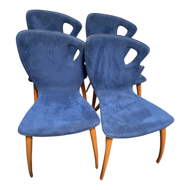 1950s Vintage Mid Century Italian Modern Malnati 'Bambi' Dining Chairs - Set of 4 For Sale