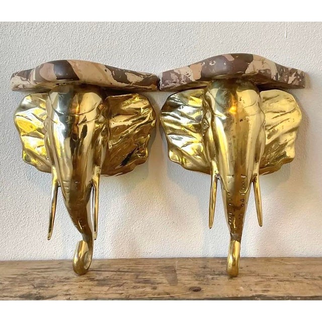 Vintage Artisan Made Scagliola Elephant Brackets - A Pair For Sale - Image 4 of 12