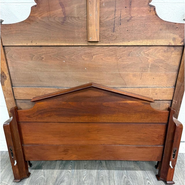 Antique Full Size Victorian Carved Walnut Bed For Sale - Image 10 of 18