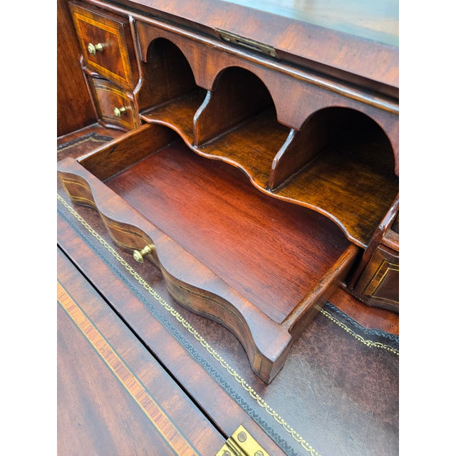 Brown Fine Maitland Smith English Georgian Inlaid Table Top Writing Desk For Sale - Image 8 of 11