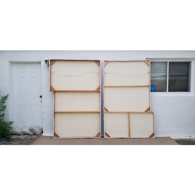 1980s Oversize Mixed Media Abstract Expressionist Paintings - a Pair For Sale - Image 10 of 12