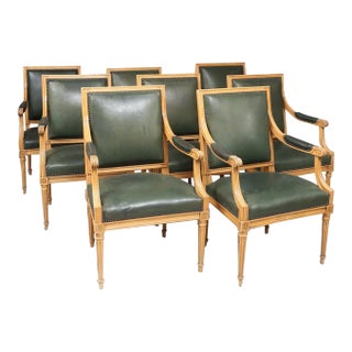 20th Century Danish Gustavian Set of Eight Bleached Birchwood Dining Armchairs- Set of 8 For Sale