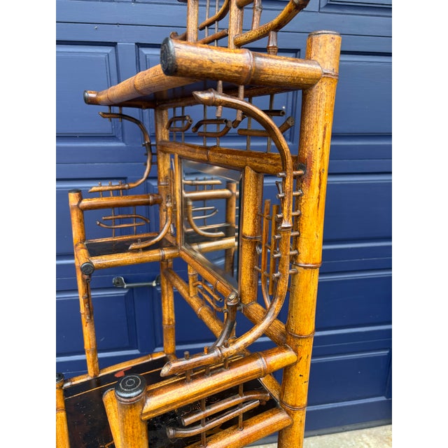 Bamboo Etagere With Pagoda Top and Chinoiserie Panels, 19th Century For Sale - Image 11 of 18