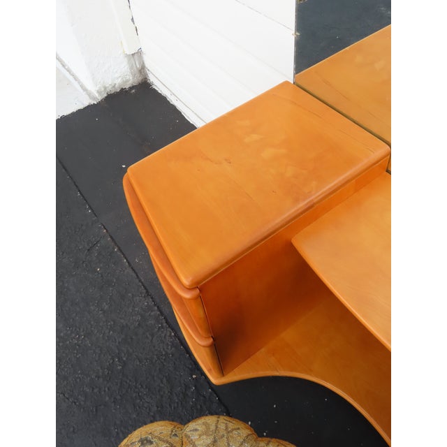 Heywood Wakefield Solid Maple Vanity Makeup Table and Swivel Stool 6615 For Sale - Image 13 of 18