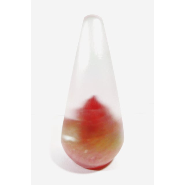 Orient & Flume Red Studio Art Glass Teardrop Sculpture – Signed 1994, Ruby Inclusion For Sale In Austin - Image 6 of 10