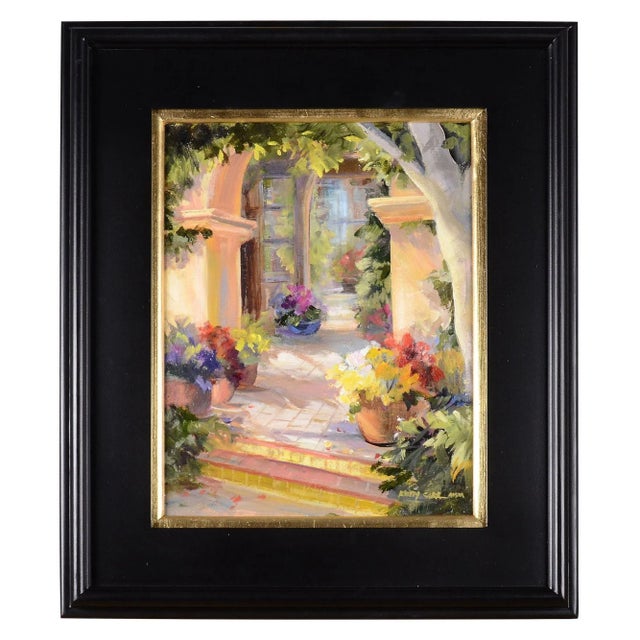 Betty Carr Garden Entrance Oil Painting on Board For Sale - Image 6 of 6