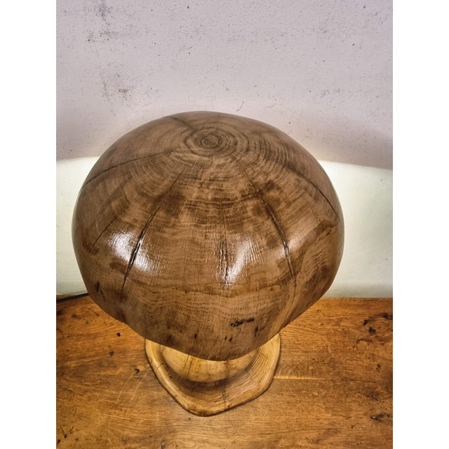 Handcrafted Oak Mushroom Table Lamp, 2010s For Sale - Image 11 of 18