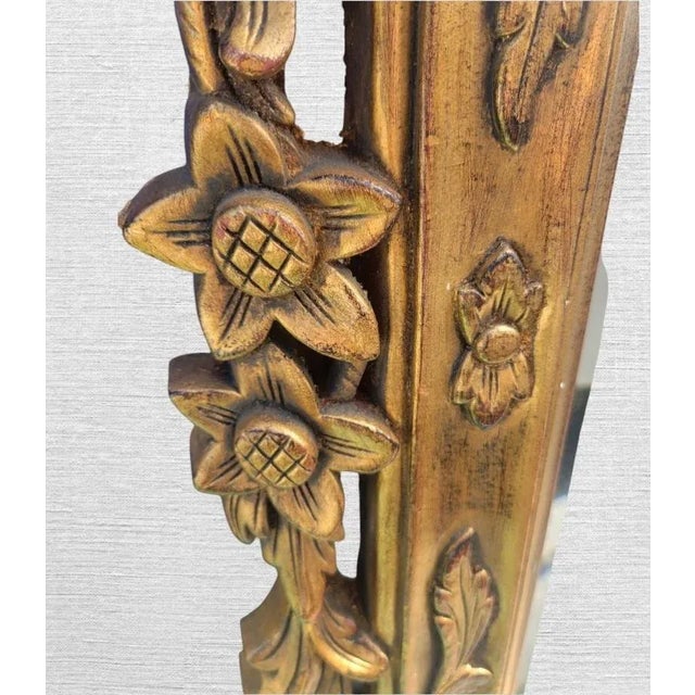 Hollywood Regency Vintage Gold Gilt Decorative Pineapple or Acorn Top Hollywood Regency Wall Mirror For Sale - Image 3 of 7