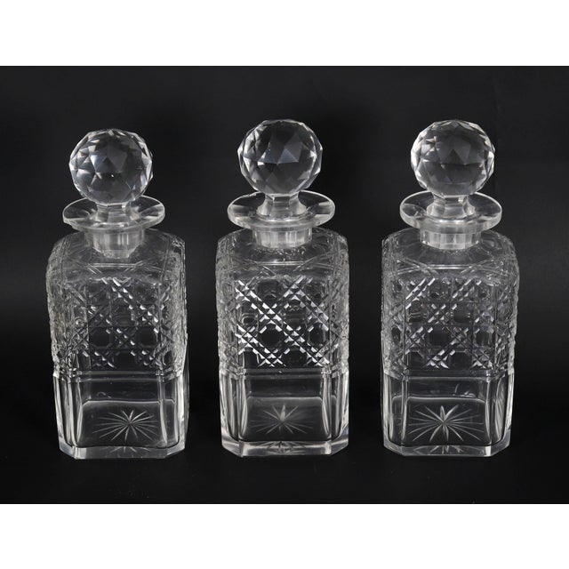 Antique Satin Wood Three Cut Crystal Decanter Tantalus and Games, 1890s, Set of 6 For Sale - Image 14 of 18