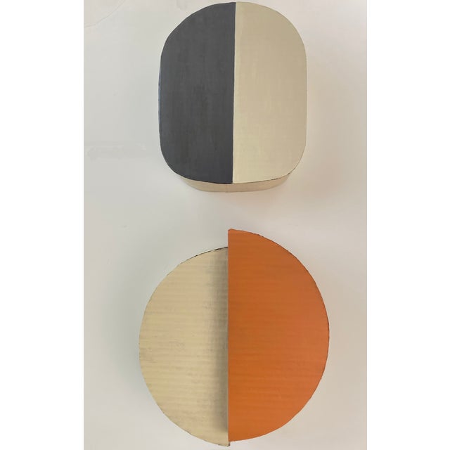 Cardboard Sculpture With Orange and Beige For Sale - Image 4 of 9