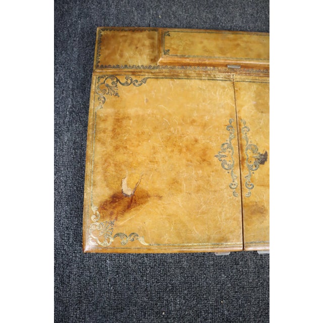 Tooled Leather Desk Topper For Sale In Philadelphia - Image 6 of 11