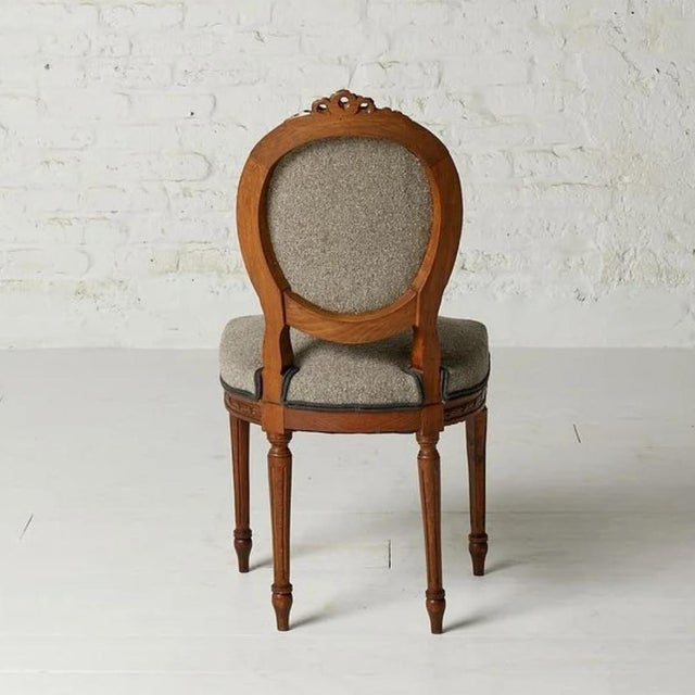 19th Century French Boucle & Walnut Petite Chair For Sale - Image 4 of 6