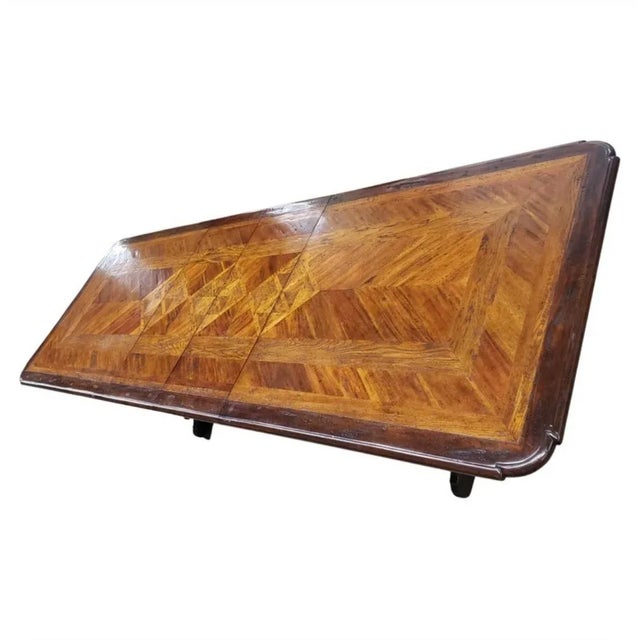 Brown Dennis & Leen Baroque Style Walnut Oak Mahogany Parquetry Trestle Dining Table For Sale - Image 8 of 13