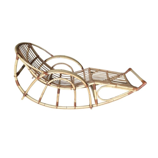 Restored Stick Pencil Rattan Rocking Lounge Chair by Emerson For Sale - Image 9 of 9