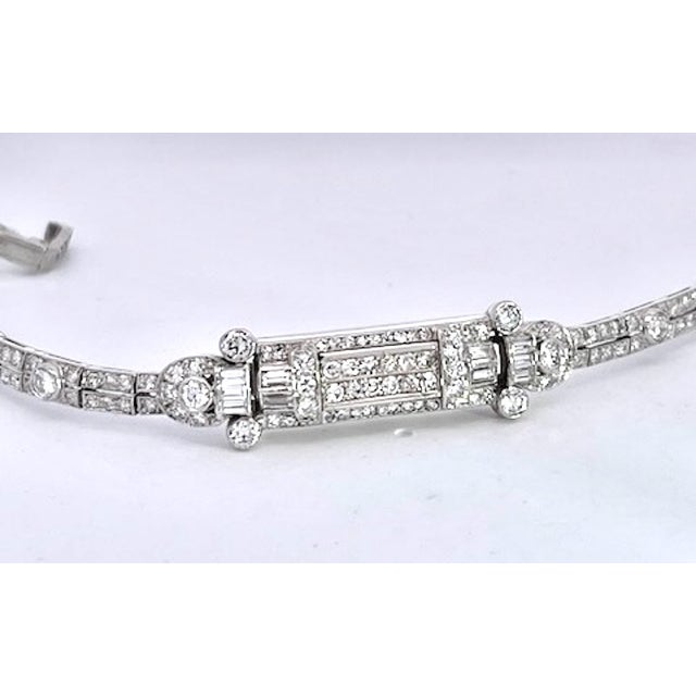 Platinum 1930s Art Deco Diamond Platinum Bracelet For Sale - Image 8 of 9