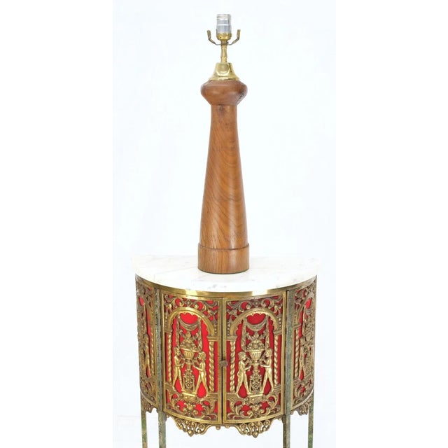 Turned walnut or teak Mid-Century Modern table lamp, c.1970s.