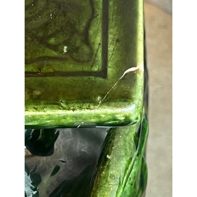Late 20th Century Late 20th Century Large Pair of Palm Beach Regency Style Green Glazed Ceramic Elephant Stands or Stools For Sale - Image 5 of 13