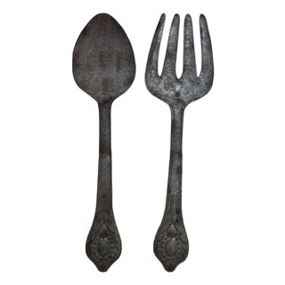 Pottery Barn Oversized Spoon and Fork For Sale