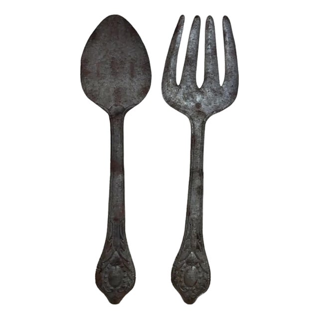 Pottery Barn Oversized Spoon and Fork For Sale