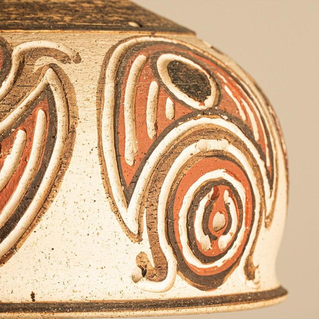 Ceramic Ceramic Pendant Flared Bowl with Pattern, Denmark, 1960s For Sale - Image 7 of 11