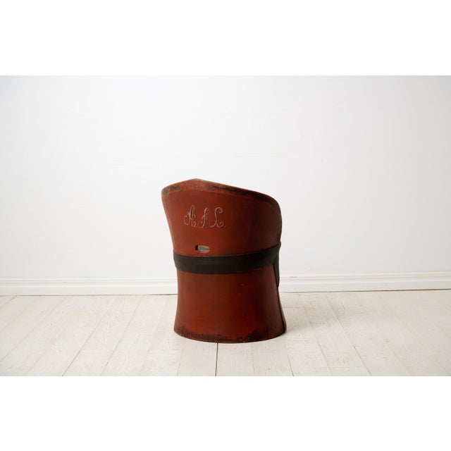 Antique Swedish Stump Chair in Red Paint For Sale - Image 4 of 8