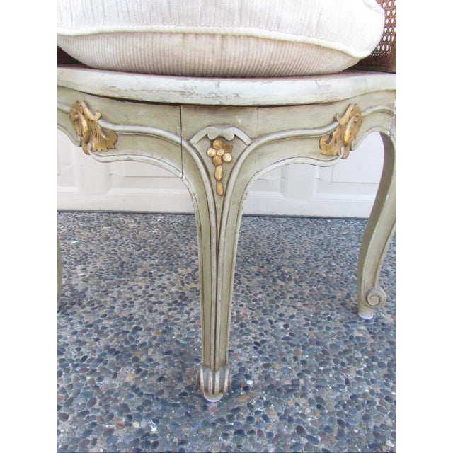 Light Green Antique French Louis XV Style Painted Corner Chair For Sale - Image 8 of 18