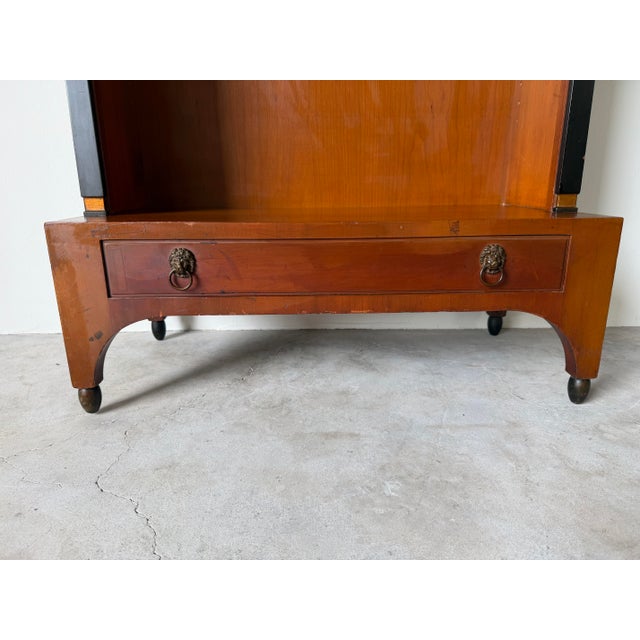 1960s Hollywood Regency Baker-Style One-Drawer Bookcase With Adjustable Shelves For Sale - Image 12 of 16