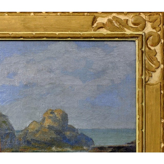 1920s Achille Bron, A Small Boat in a Cove, La Côte Sauvage, 1920s, Oil on Canvas, Framed For Sale - Image 5 of 17