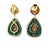 1970s Vintage Italian 18k Gold Diamond & Carved Malachite Convertible Drop Earrings, 1970s, A Pair For Sale - Image 5 of 9