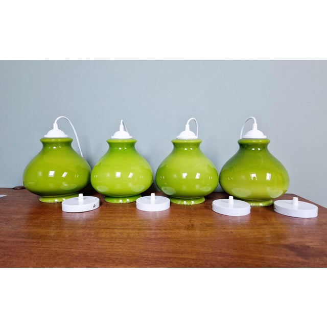 Vintage Pendant Light in Green Opaline, 1960s For Sale - Image 14 of 17