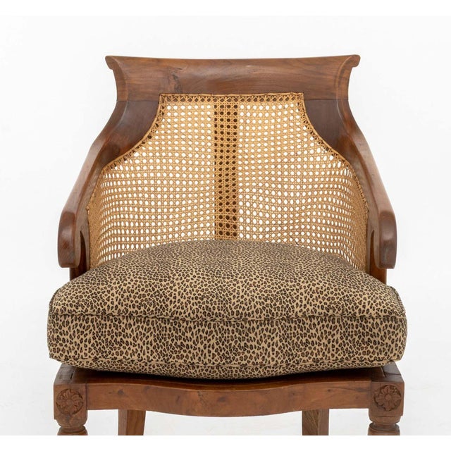 French Empire Style Cane Paneled Walnut Bergere For Sale - Image 4 of 9
