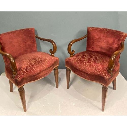 Wood Regency Revival Armchairs in Mahogany, 1930s, Set of 2 For Sale - Image 7 of 9