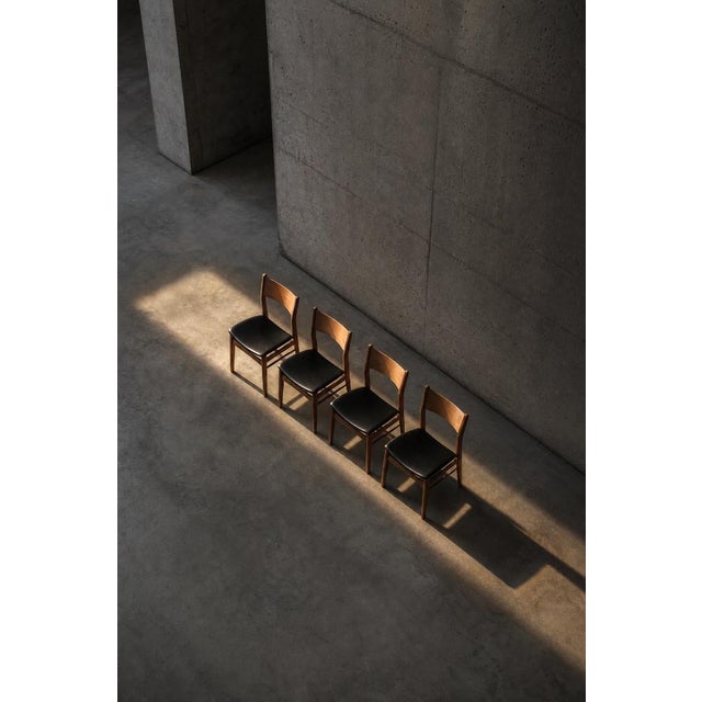 Black Mid-Century Scandinavian Modern Dining Chairs in Beech and Teak, 1960s, Set of 4 For Sale - Image 8 of 18