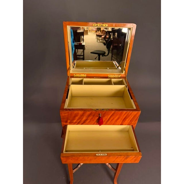 Rare English Louis XV Style Satinwood Vanity Case on Stand With Mirror, Circa 1880 For Sale - Image 4 of 18