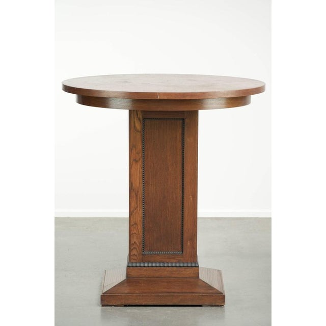Dutch Oak Side Table/Center Table in Luxurious Amsterdam School Design with Exquisite Details For Sale - Image 4 of 13