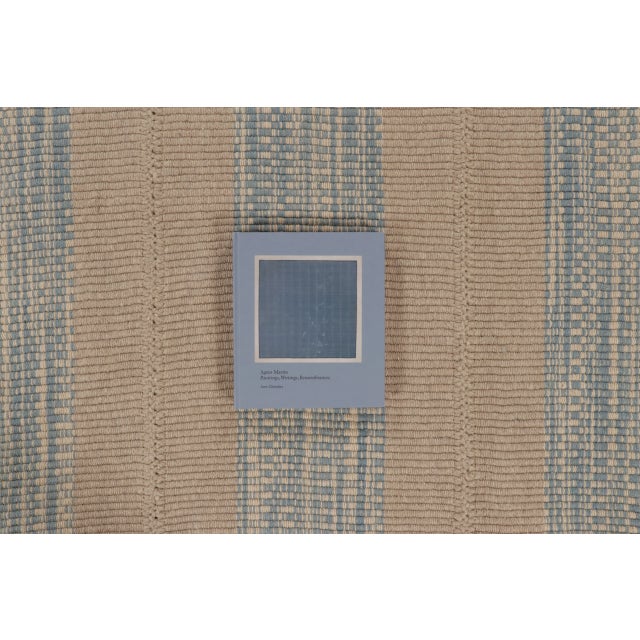 Rug & Kilim’s Contemporary Kilim, Beige and Blue Textural Stripes For Sale - Image 10 of 10