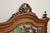 Brown Antique Victorian Carved Oak Wood Ribbon Crest Beveled Glass Wall Mirror For Sale - Image 8 of 10