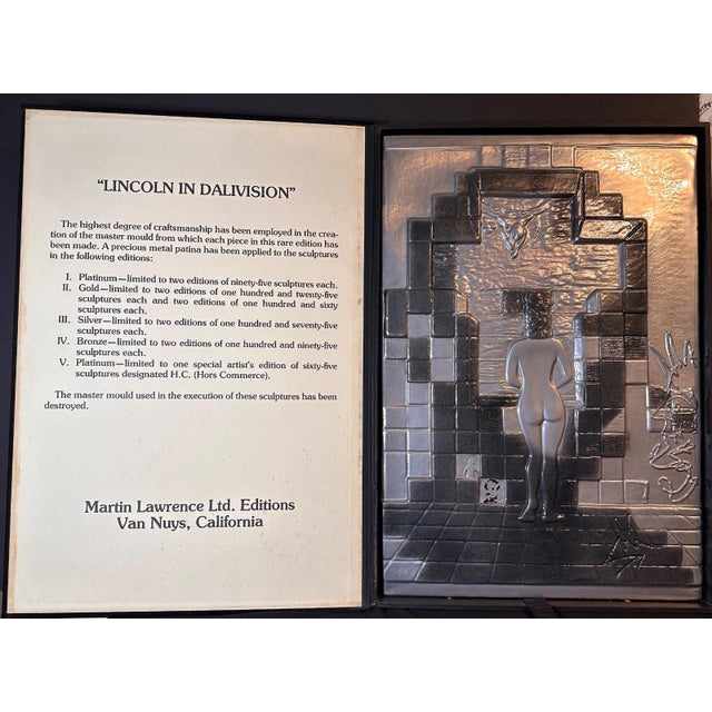 Mid 20th Century Salvador Dali Lincoln in Dalivision Platinum Bas Relief For Sale In Miami - Image 6 of 6