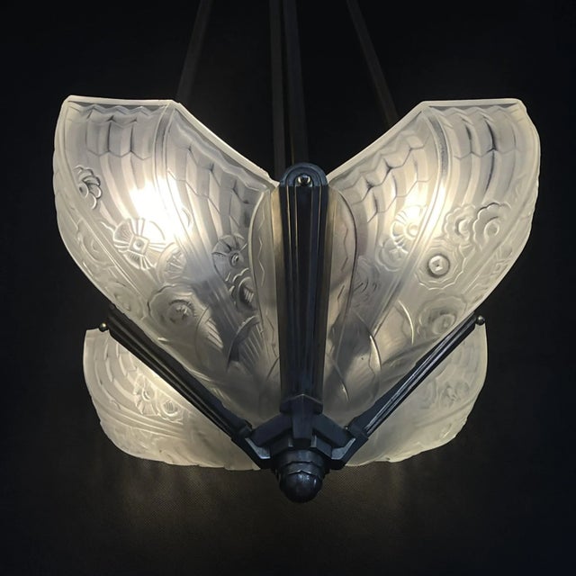 Art Deco Chandelier Hanging Lamp attributed to Jean Gauthier for J. Robert Paris, 1930s For Sale - Image 11 of 13