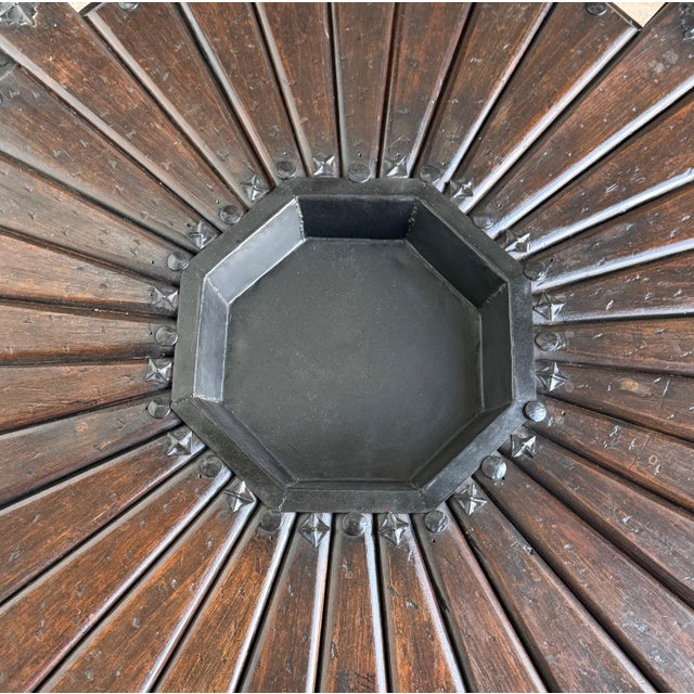 Monumental 1960s Spanish Colonial Sunburst Brazier Table & Wrought Iron Mounts For Sale - Image 16 of 16